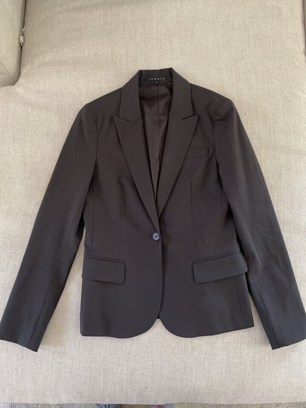 Theory Peak Lapel Stretch Wool 'Neela' Blazer Black 8 42R
